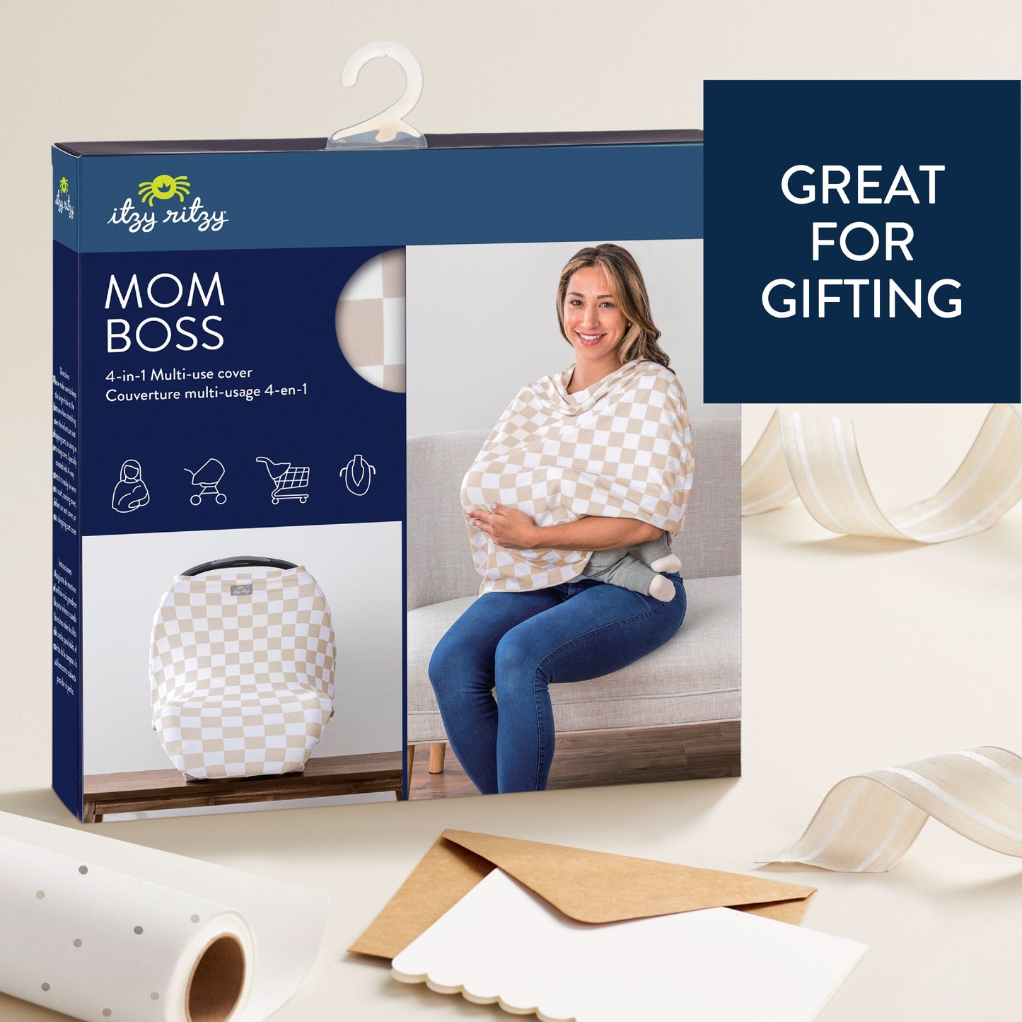 Mom Boss® 4-in-1 Multi-Use Nursing Cover and Scarf Nursing Cover Itzy Ritzy® Check Yes!
