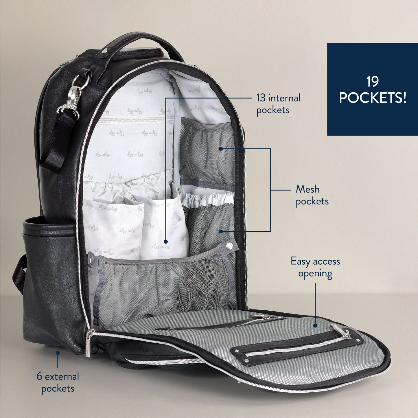 Boss Plus™ Large Diaper Bag Backpack Noir