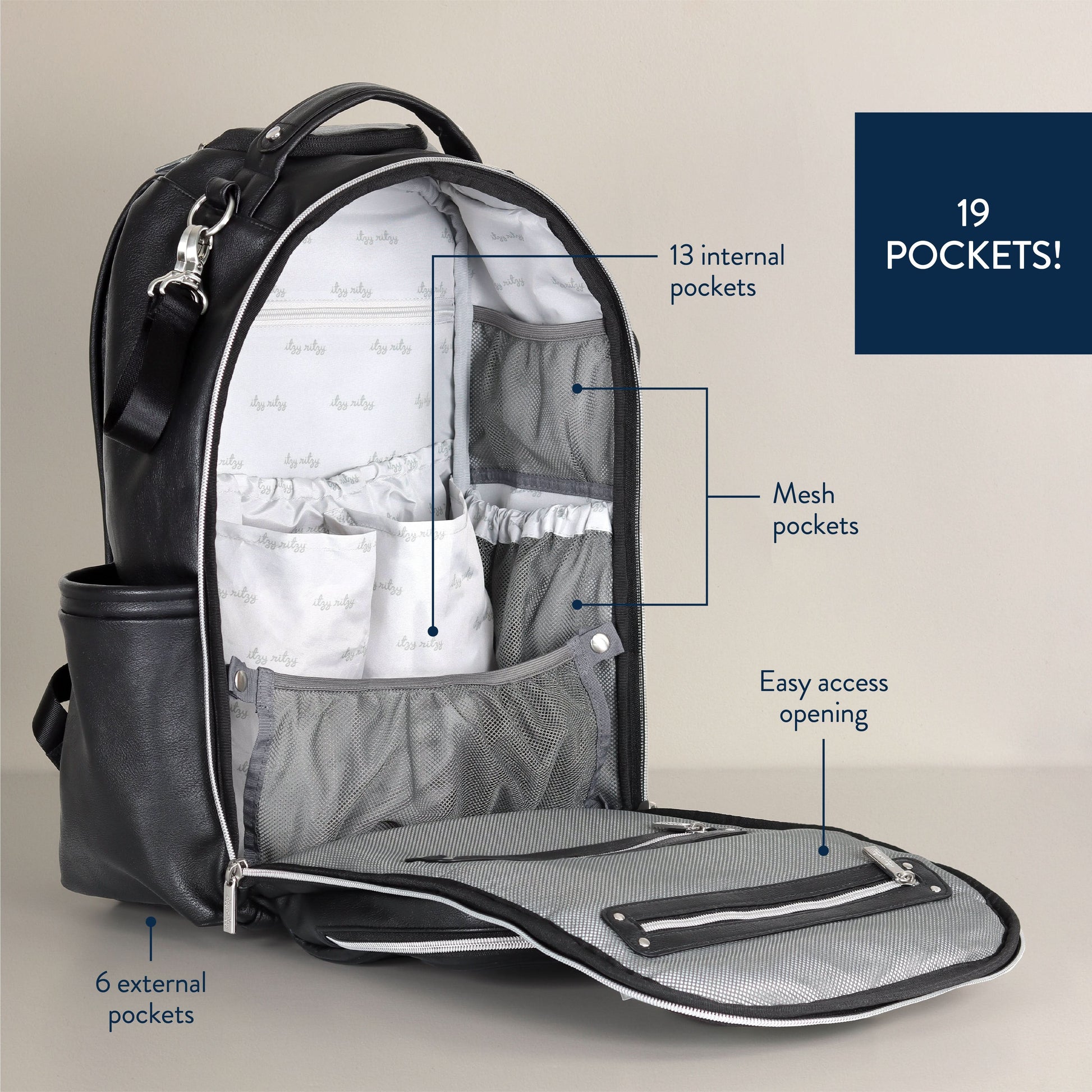 Boss Plus™ Large Diaper Bag Backpack Noir