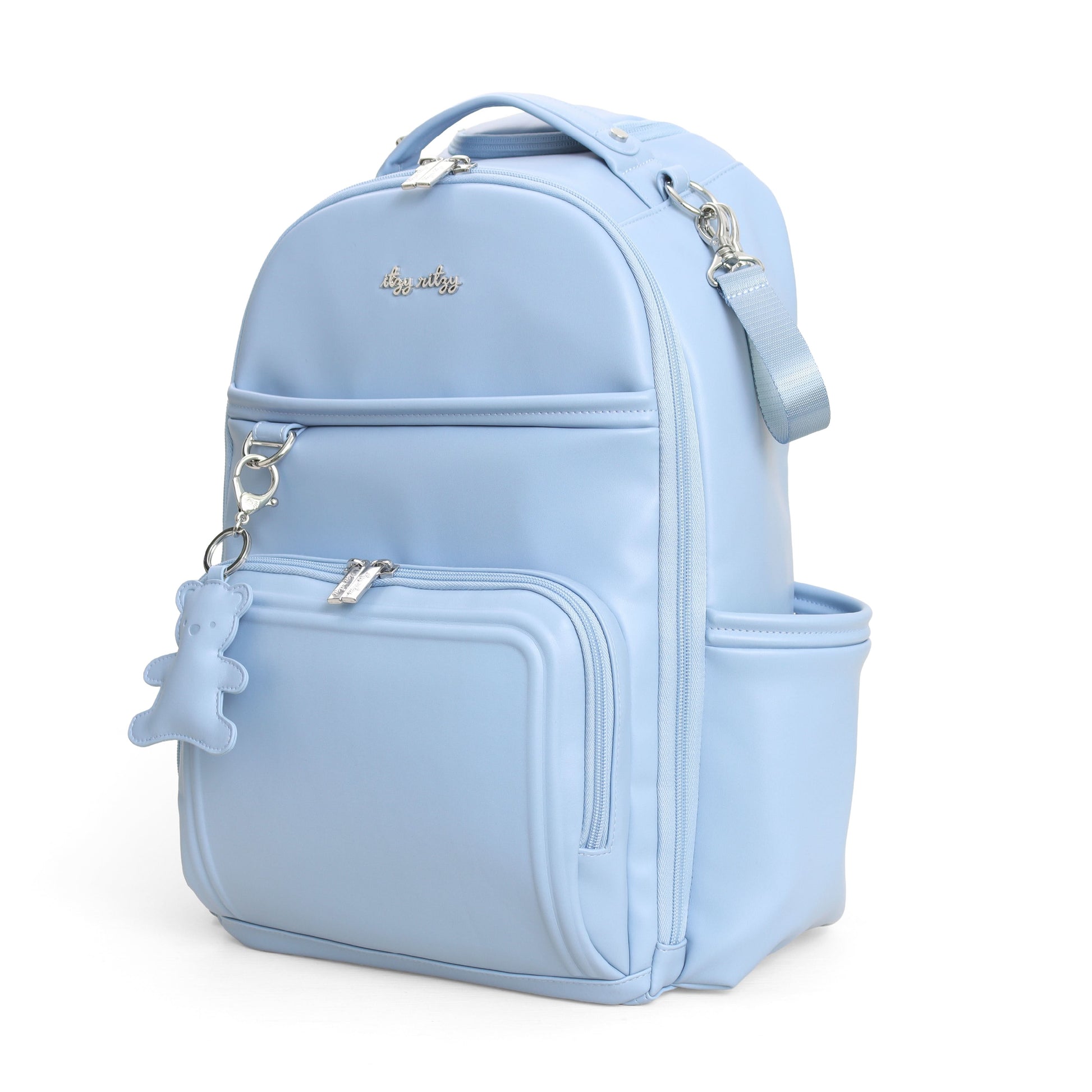 Ribbons & Roses & Teddy Blue Diaper Bag Bundle