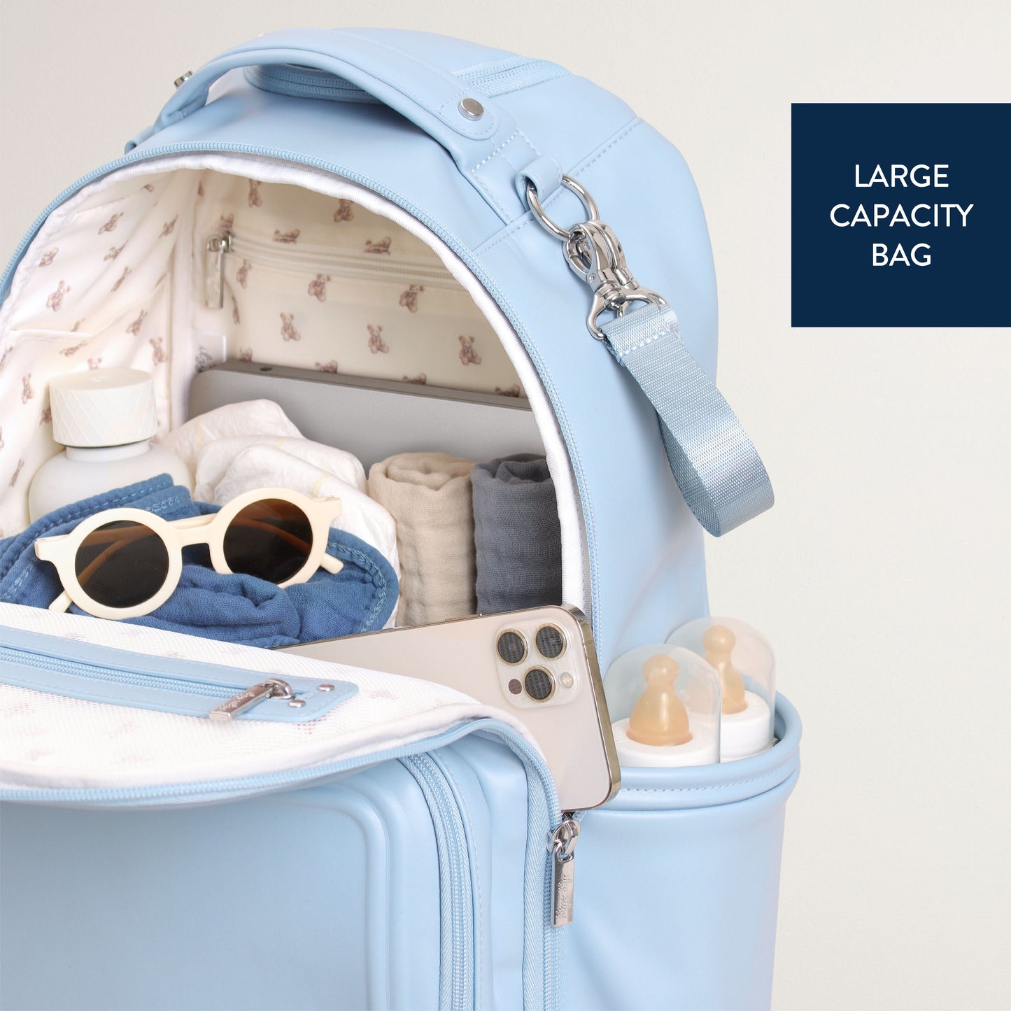 Boss Plus™ Large Diaper Bag Backpack Teddy Blue