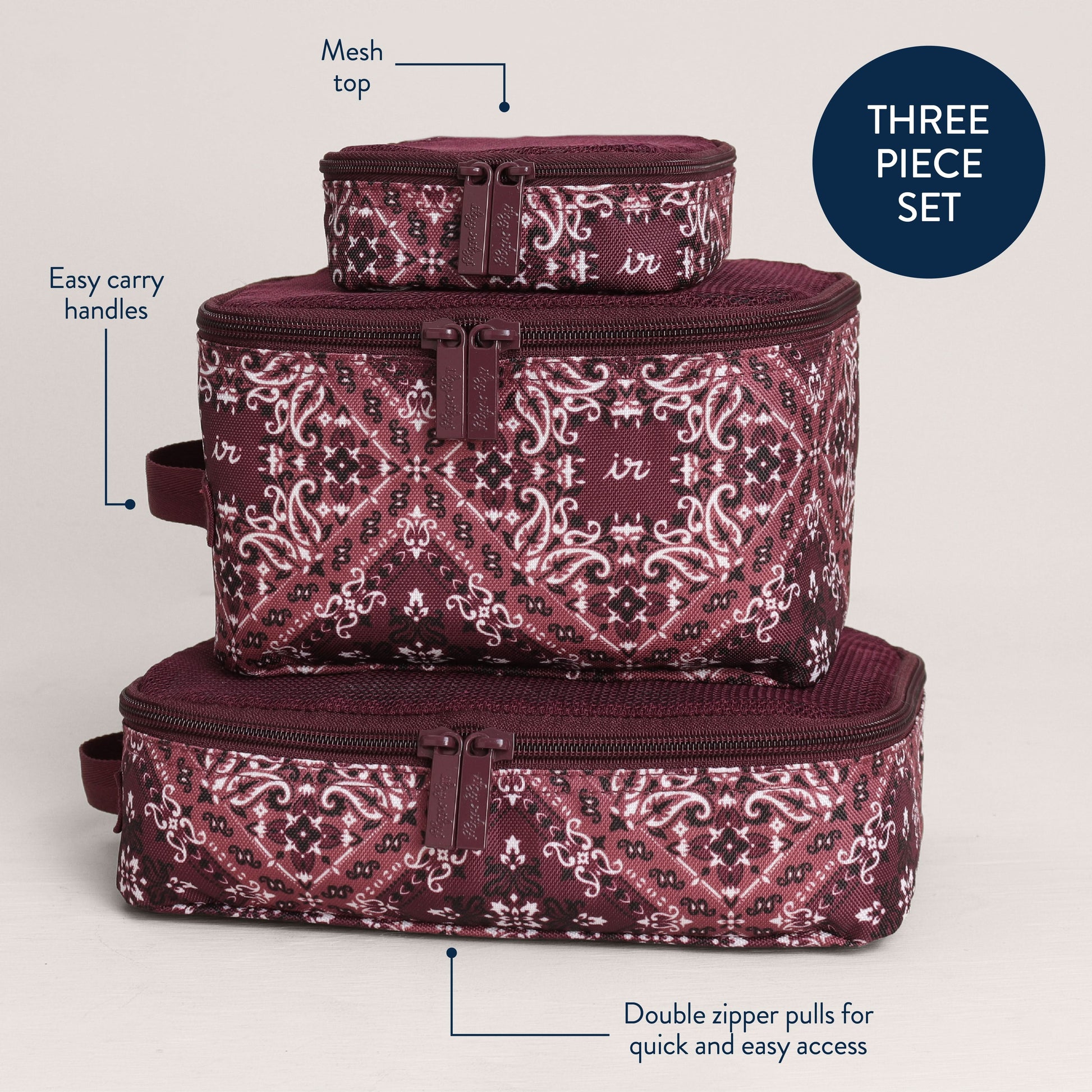 Paisley Wine Pack Like a Boss Packing Cubes | Aspen Collection