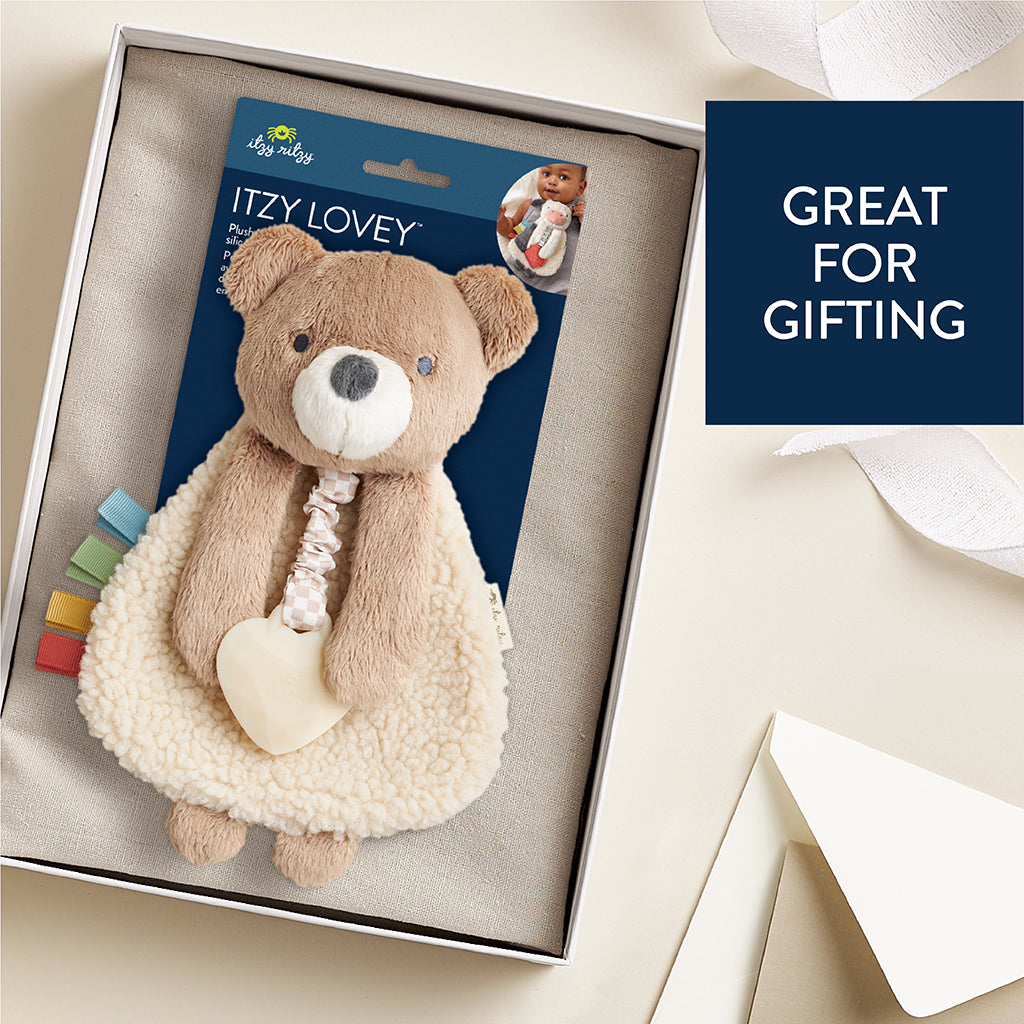Itzy Lovey™ Plush and Teether Toy - Theo the Bear