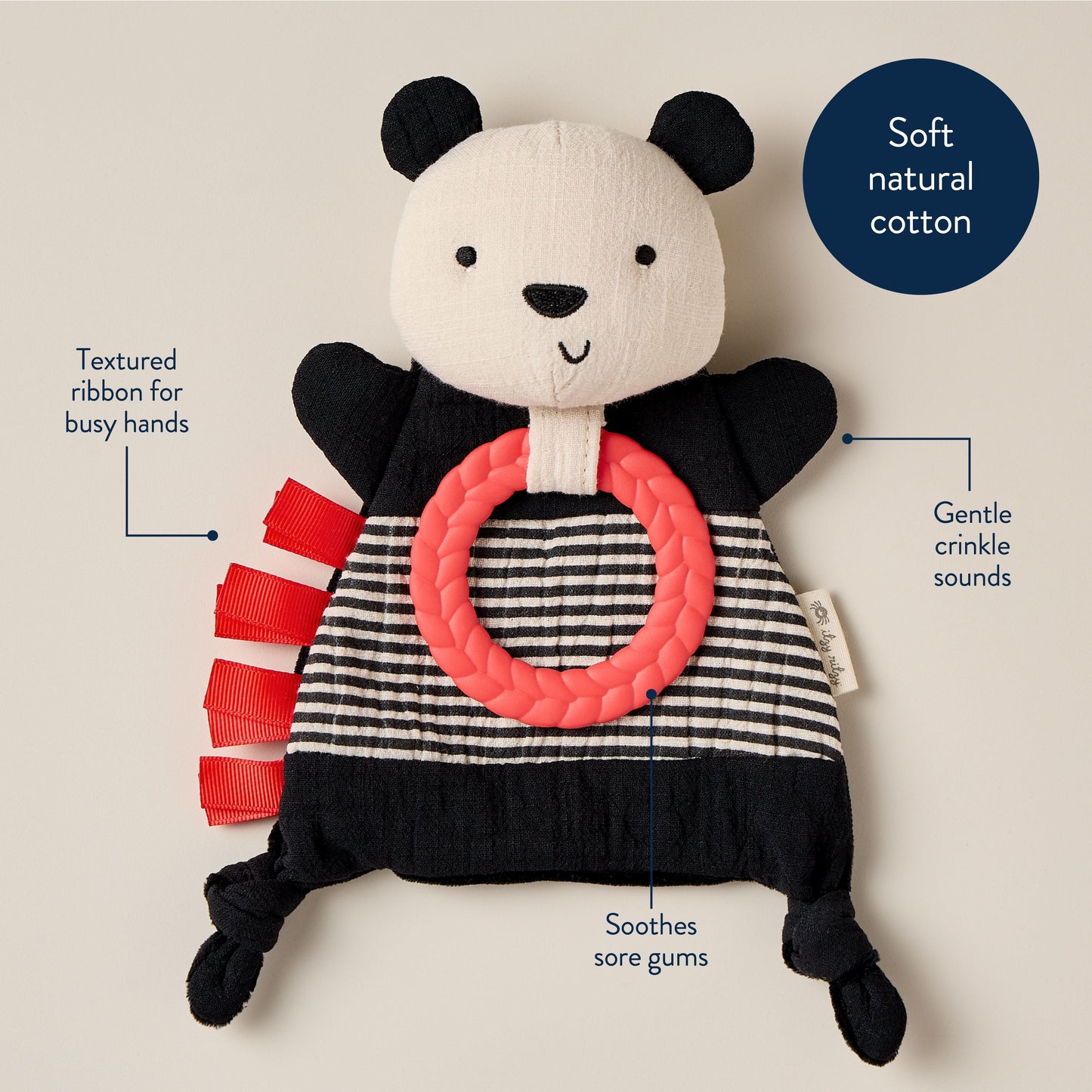 Bitzy Crinkle™ Sensory Crinkle Toy with Teether Toy Itzy Ritzy Panda