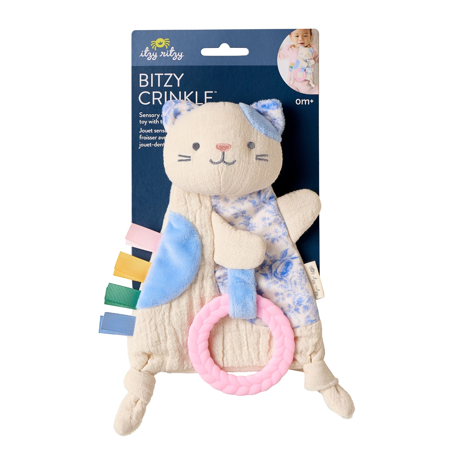 Bitzy Crinkle™ Sensory Crinkle Toy with Teether Toy Itzy Ritzy Kitty 