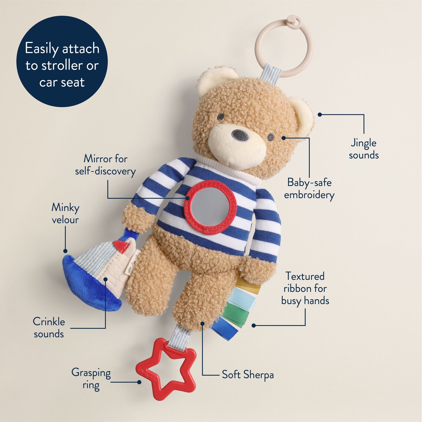 Bitzy Traveler™ Developmental Sensory Theo the Nautical Bear