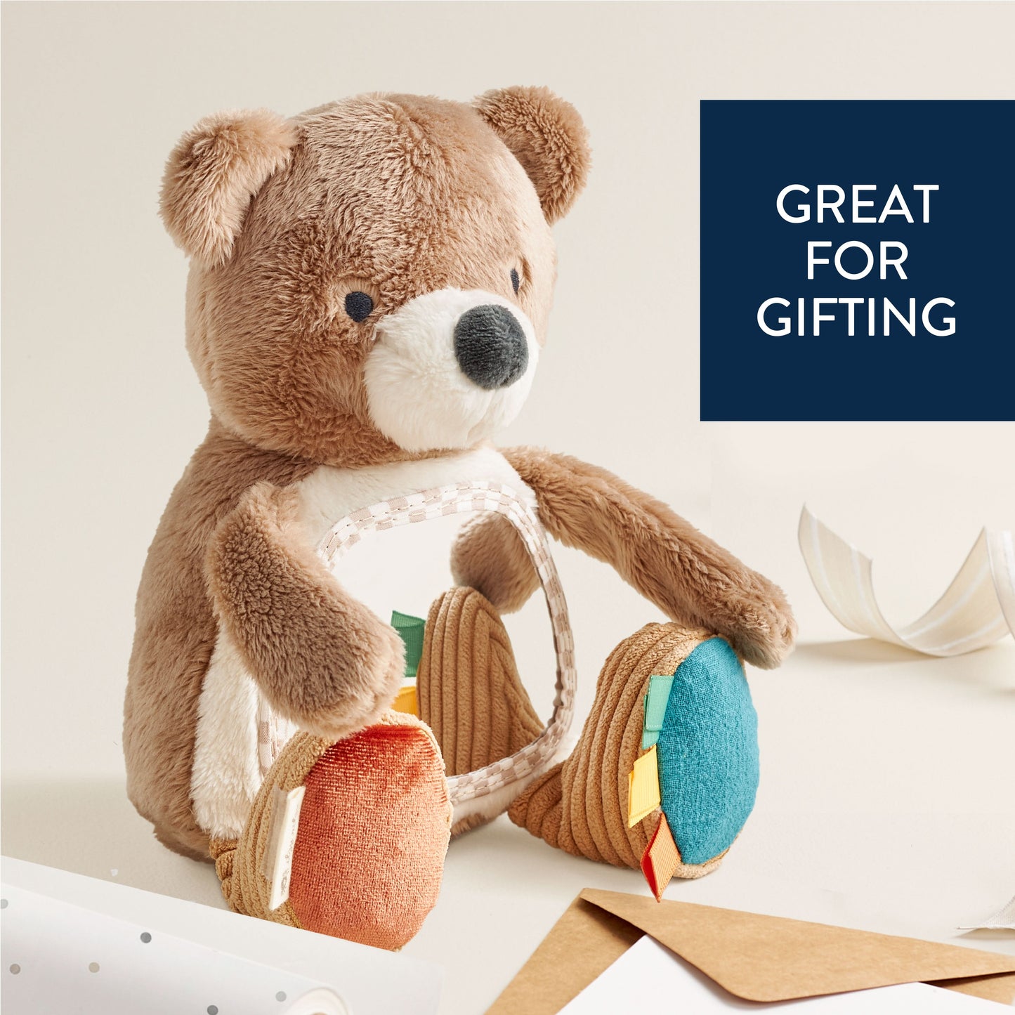 Itzy Bitzy Mirror™ Sensory Tummy Time Mirror - Theo the Bear