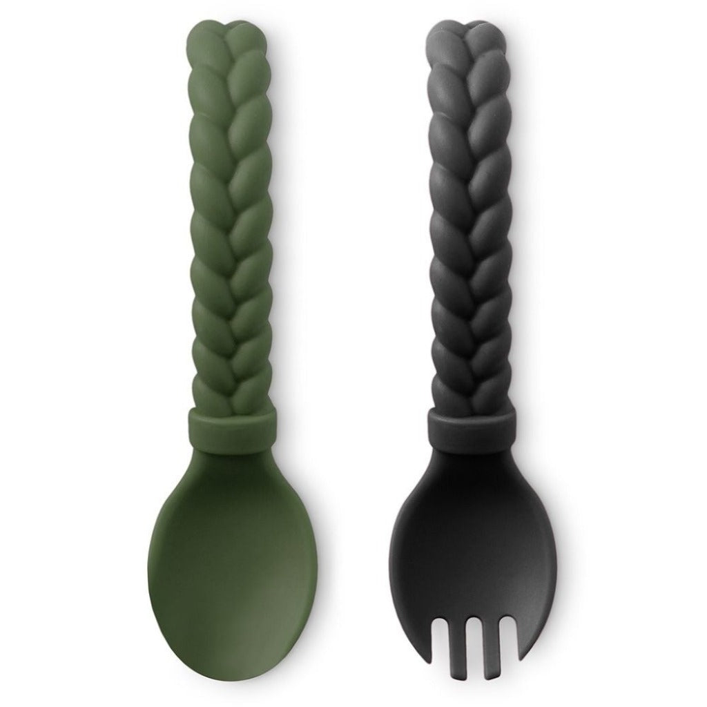 Sweetie Spoons™ - Silicone Baby Fork + Spoon Set Feeding Itzy Ritzy® Camo & Midnight 