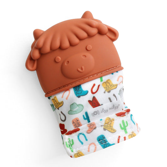 Itzy Mitt™ Teething Mitts Teethers Itzy Ritzy Teal Wyatt the Highland Cow Mitt
