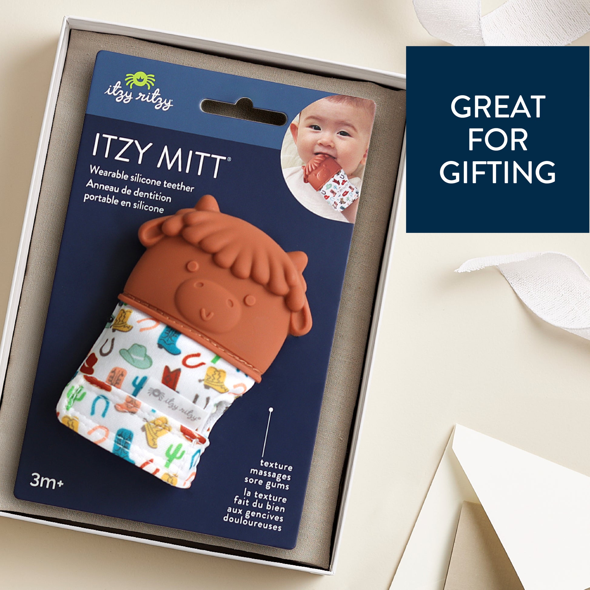 Itzy Mitt™ Teething Mitts Teethers Itzy Ritzy Teal Wyatt the Highland Cow Mitt