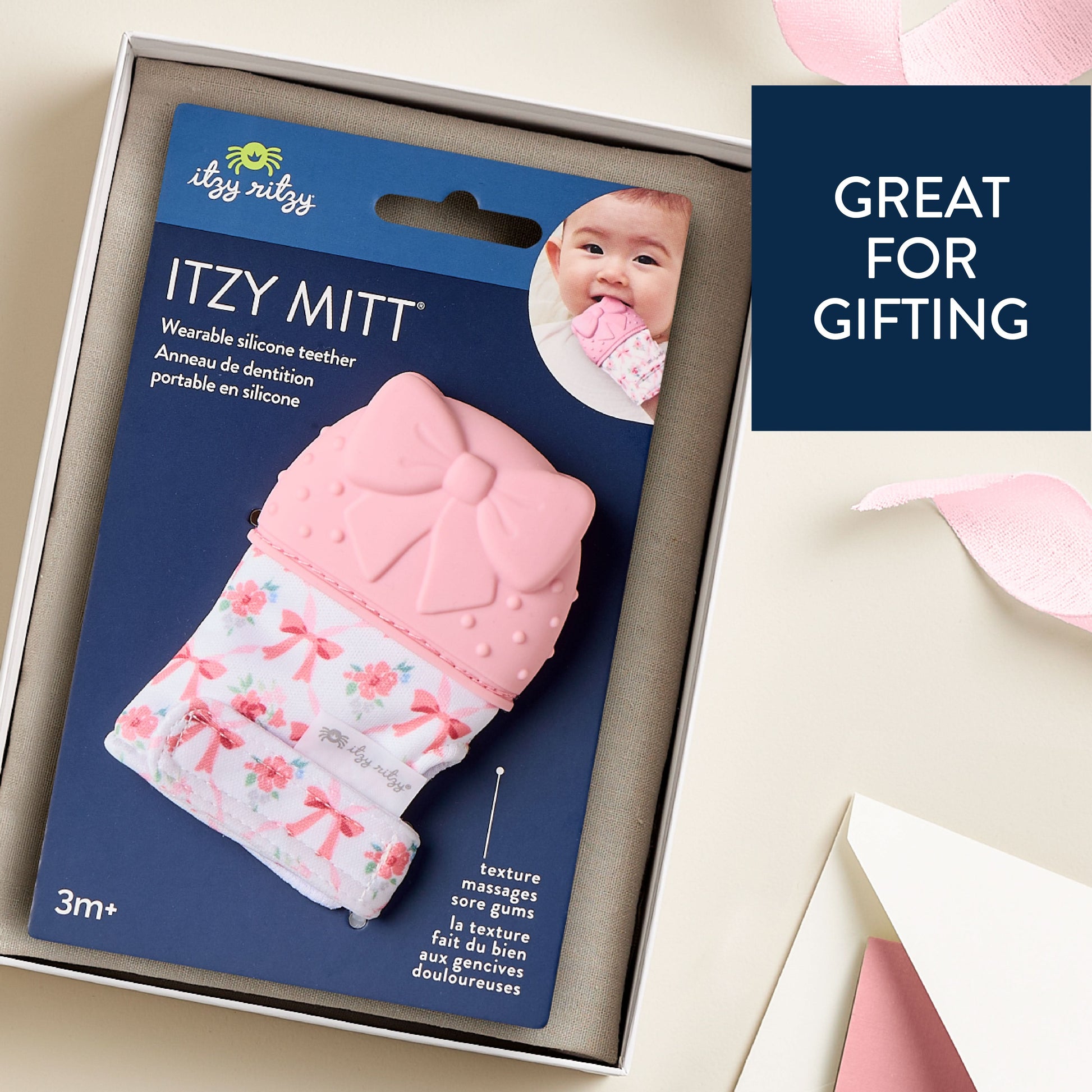 Itzy Mitt™ Teething Mitts Teethers Itzy Ritzy Teal Bows Mitt