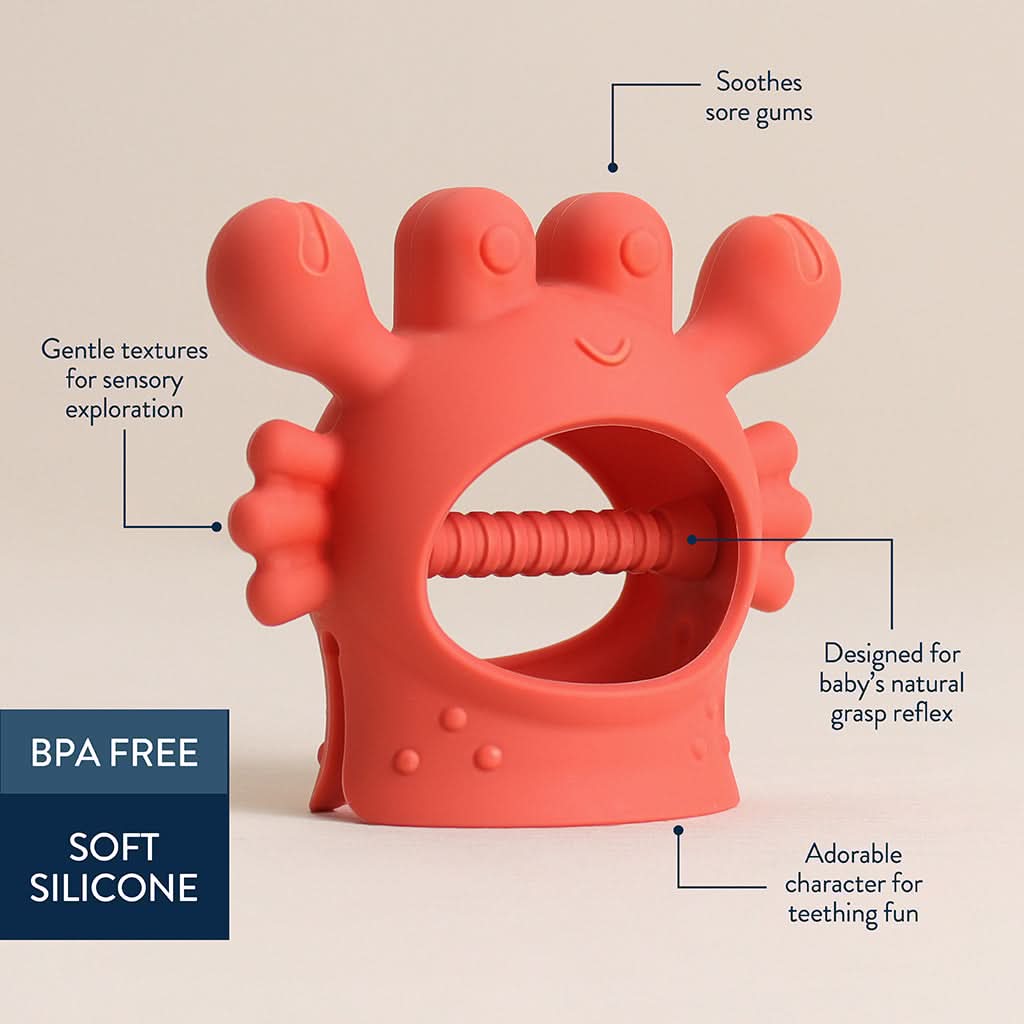 Bitzy Grip™ Silicone Teether Carl the Crab