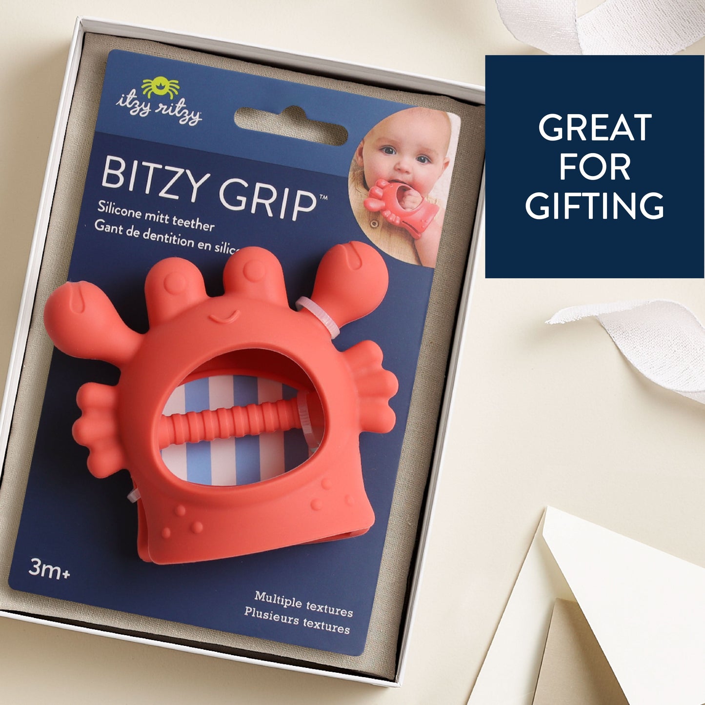 Bitzy Grip™ Silicone Teether Carl the Crab