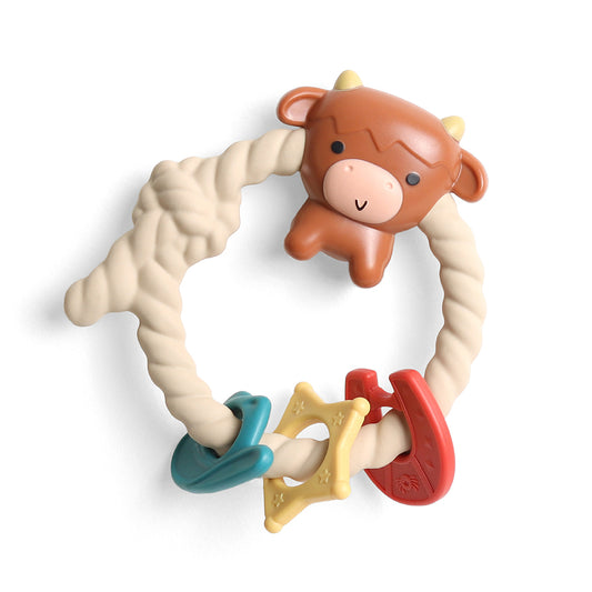 Ritzy Rattle™ with Teething Rings Teethers Highland Cow