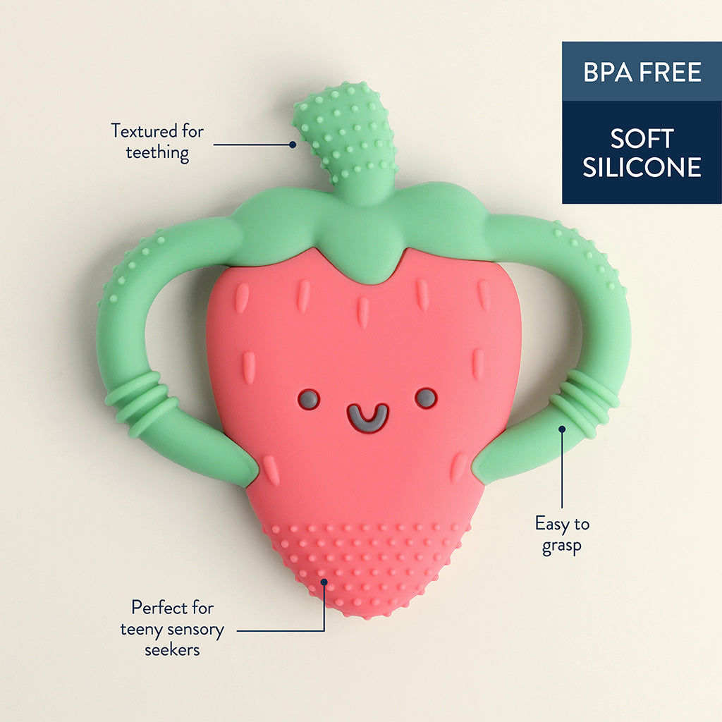 Chew Crew™ Silicone Handle Teether Bonnie the Strawberry