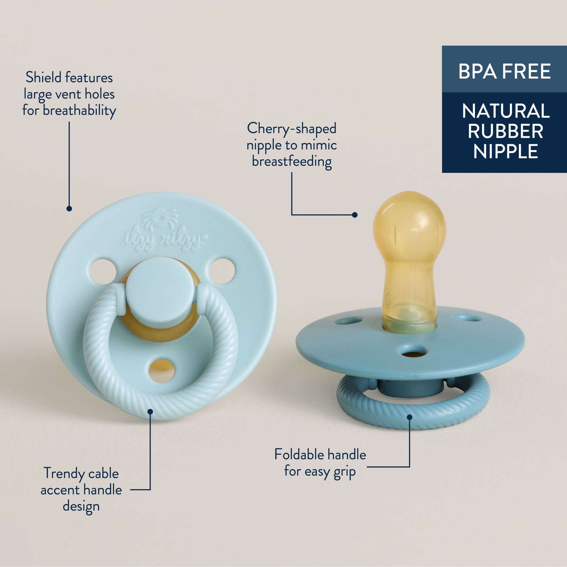 Itzy Soother™ Natural Rubber Pacifier - 6-18M Harbor & Coast