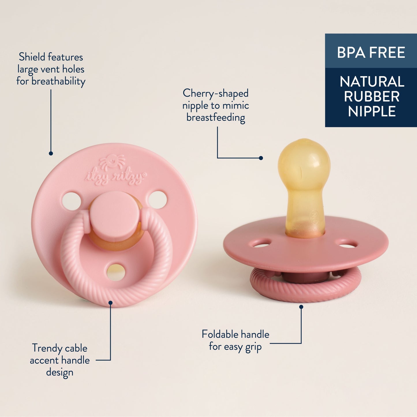 Itzy Soother™ Natural Rubber Pacifier - 0-6M Itzy Ritzy Blossom & Rosewood
