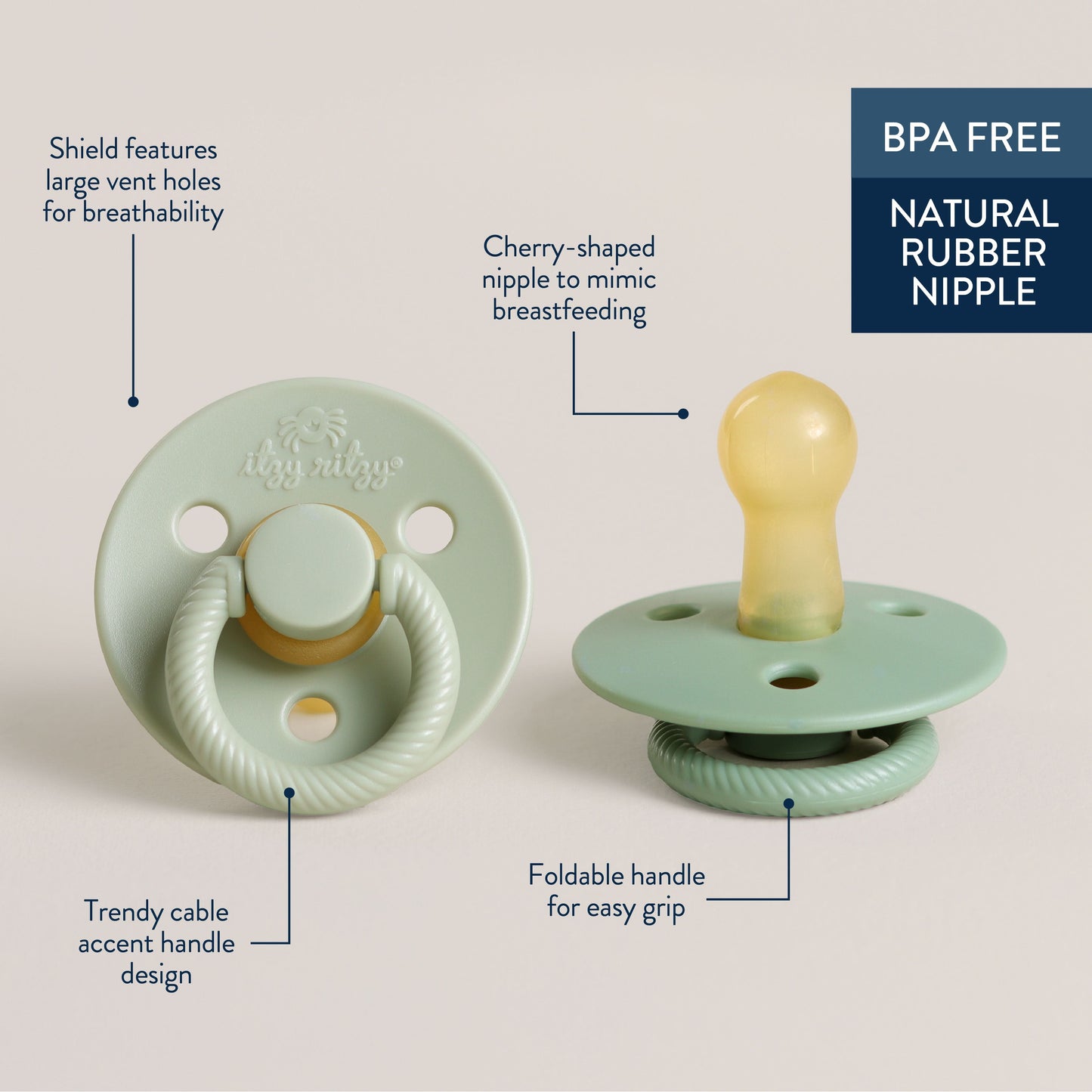 Itzy Soother™ Natural Rubber Pacifier - 6-18M Succulent & Agave