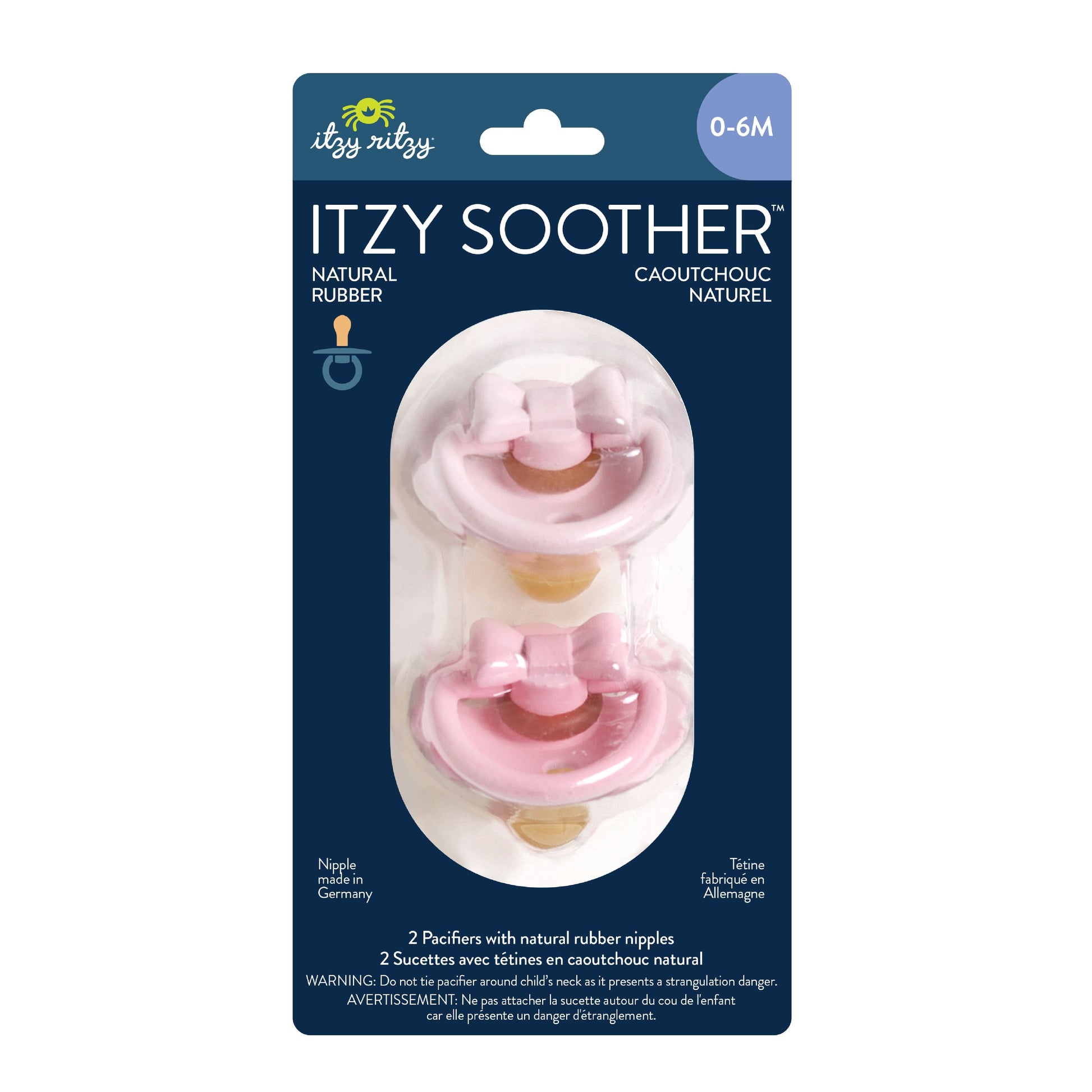 Itzy Soother™ Natural Rubber Pacifier - 0-6M Pink Bows