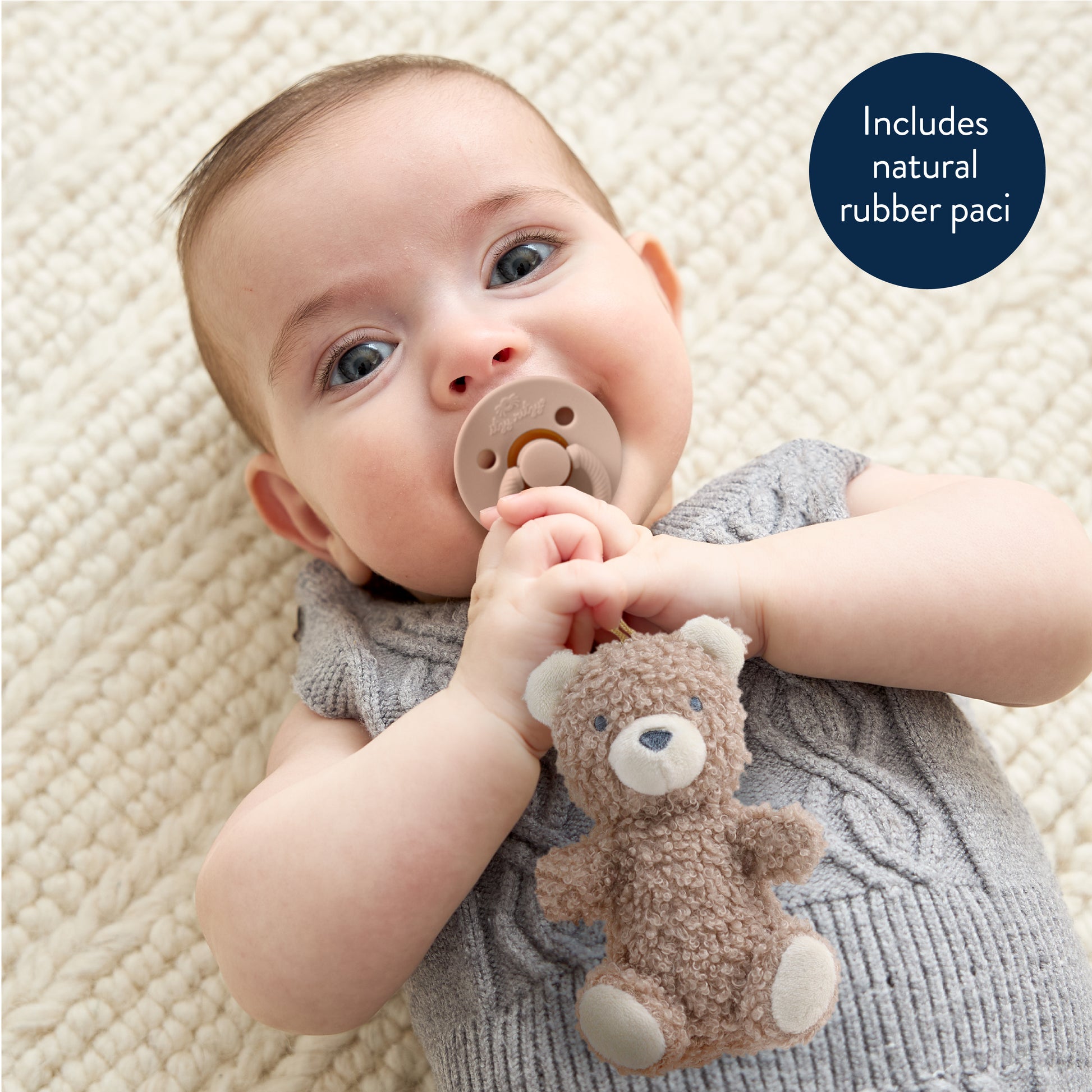 Bitzy Pal™ Natural Rubber Pacifier & Lovey Itzy Ritzy Bear