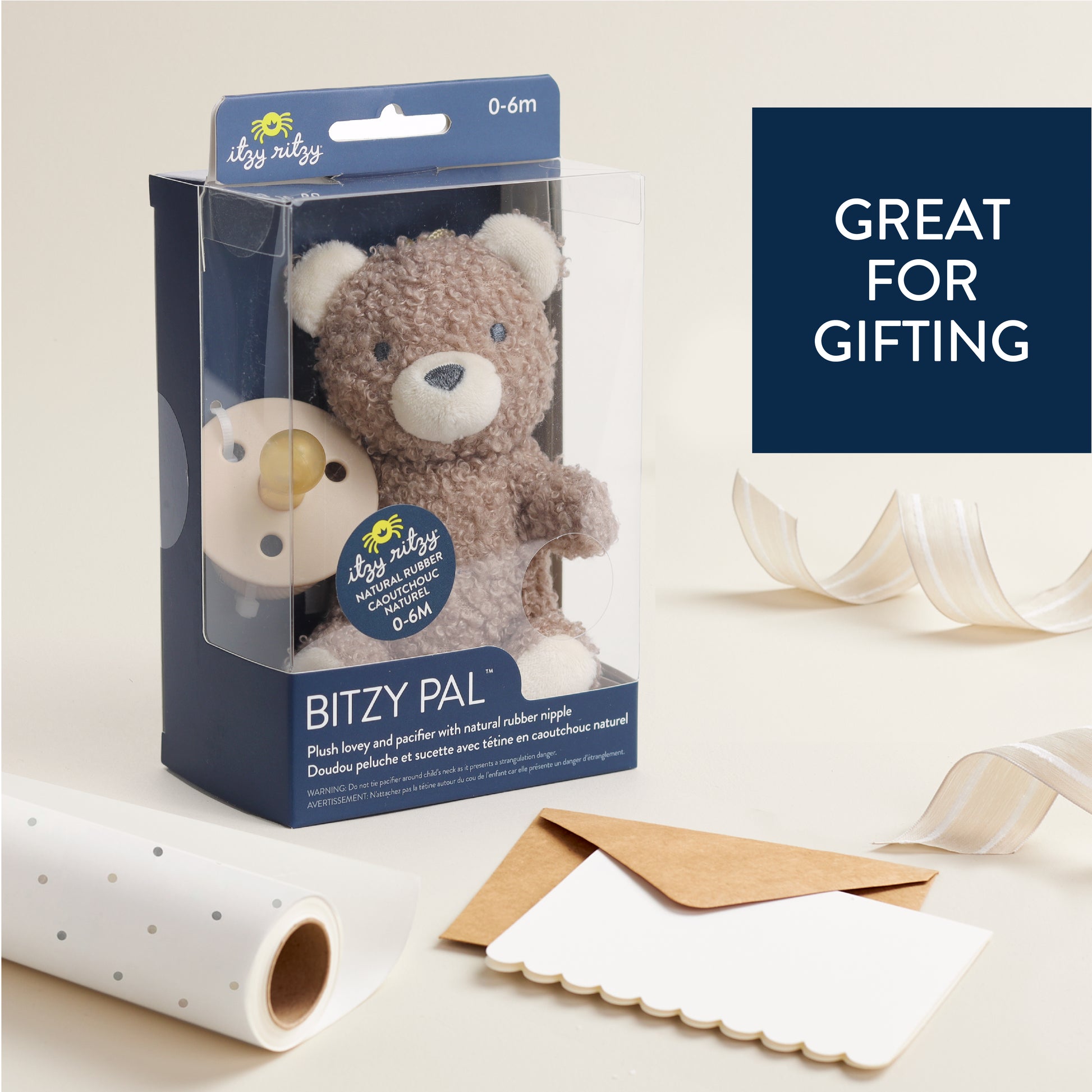 Bitzy Pal™ Natural Rubber Pacifier & Lovey Itzy Ritzy Bear