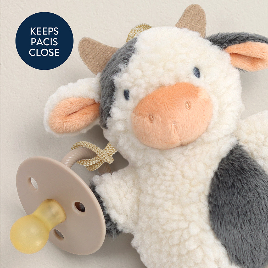 Bitzy Pal™ Natural Rubber Pacifier & Lovey Itzy Ritzy Carmen the Cow