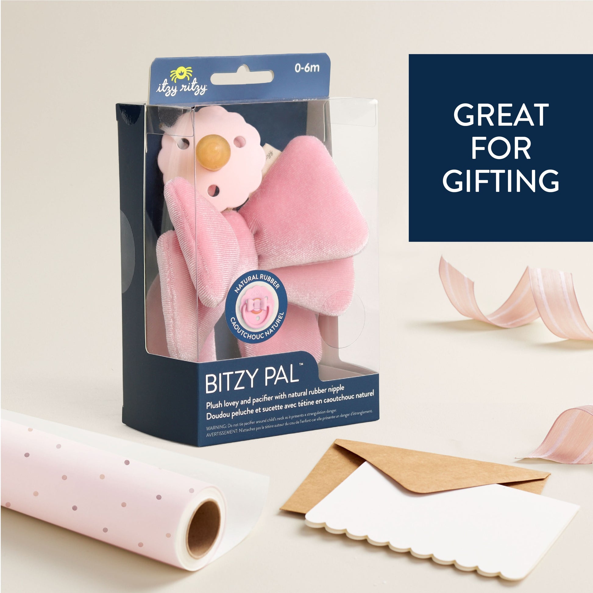 Bitzy Pal™ Natural Rubber Pacifier & Lovey Itzy Ritzy Bow