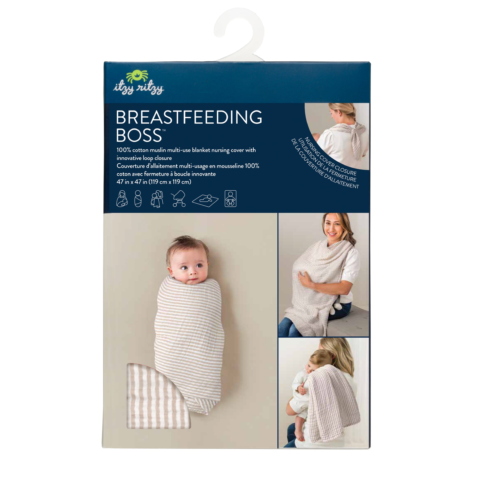 Breastfeeding Boss™ A Multitasking Must-Have for Nursing, Swaddling & More Nursing Cover Itzy Ritzy Mudcloth - Chai Stripes