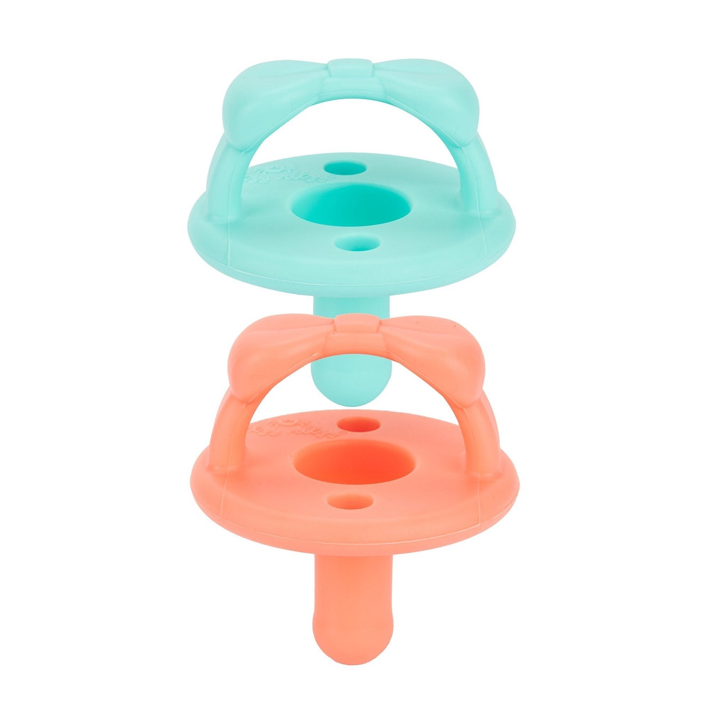 Sweetie Soother™ - Pacifier 2-Pack Pacifiers & Loveys Itzy Ritzy Aquamarine and Peach Bows 
