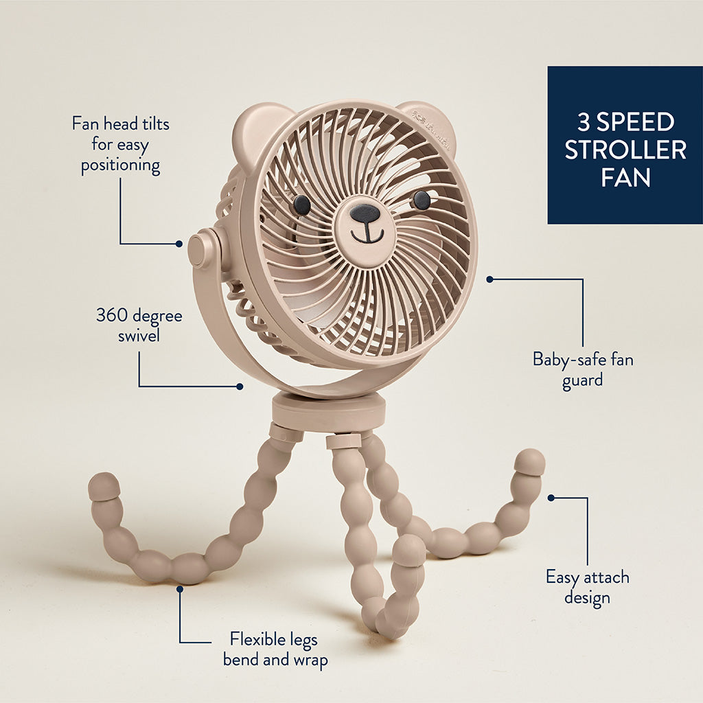 Itzy Breeze 3-Speed Stroller Fan™ Theo the Bear