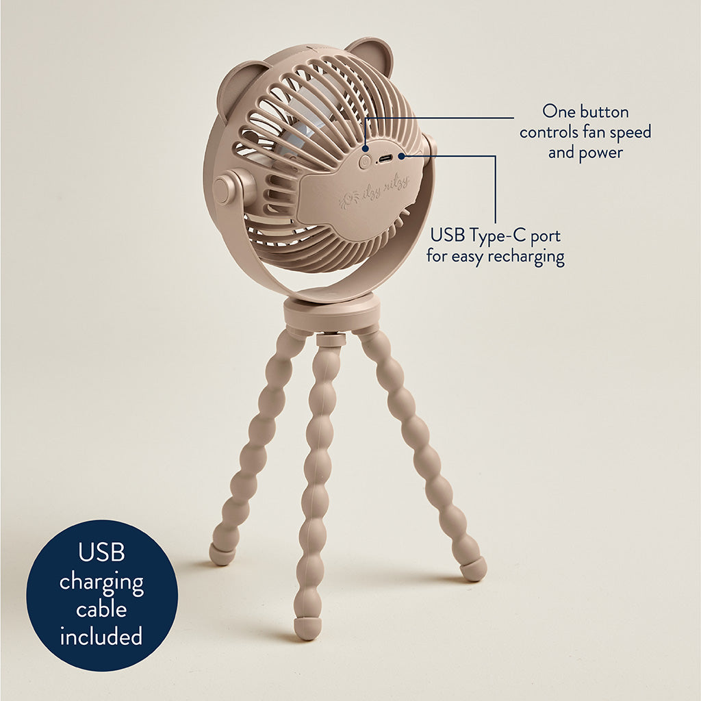 Itzy Breeze 3-Speed Stroller Fan™ Theo the Bear