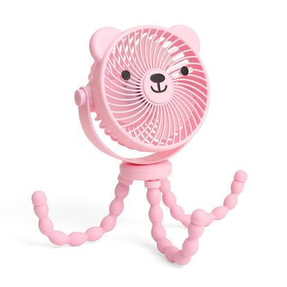 Itzy Breeze 3-Speed Stroller Fan™ Theo the Bear Pink