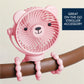 Itzy Breeze 3-Speed Stroller Fan™ Theo the Bear Pink