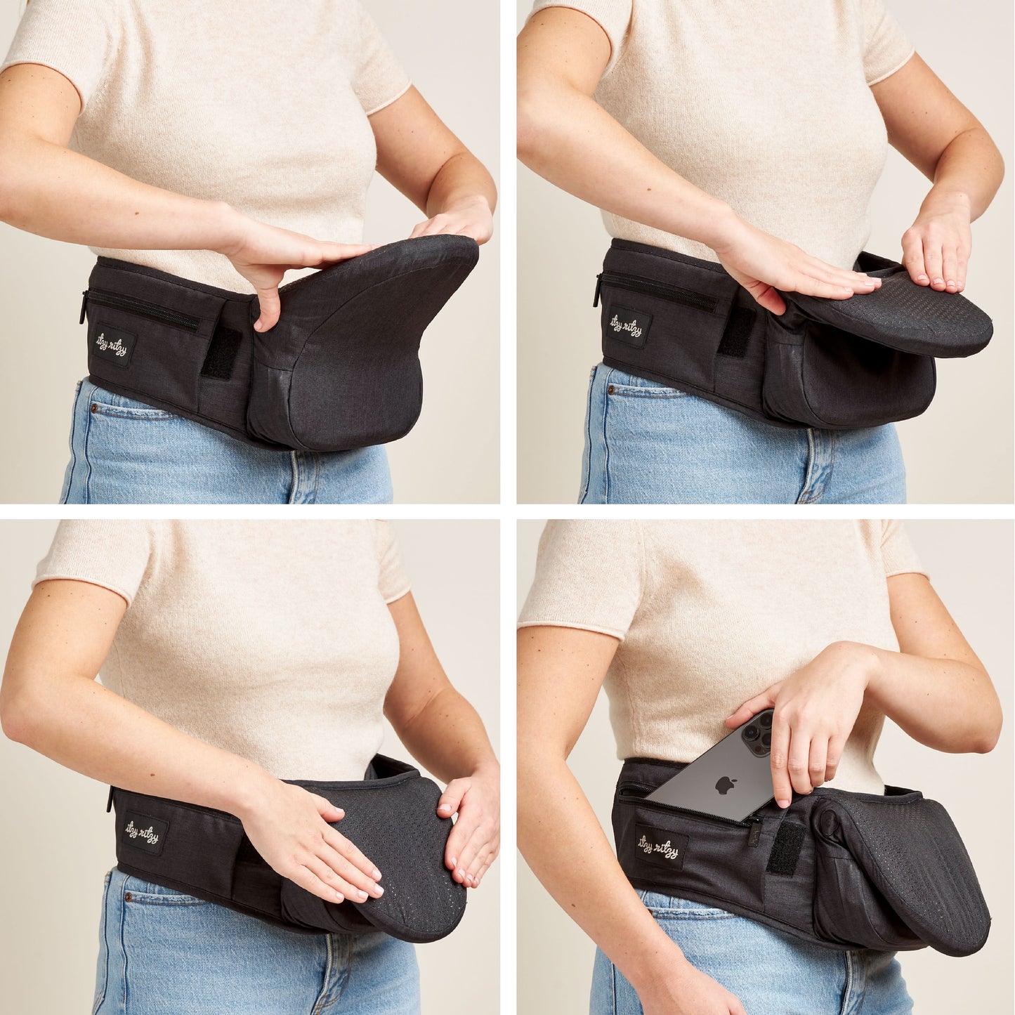 Itzy Hold & Fold™ Hip Seat Baby Carrier - Black