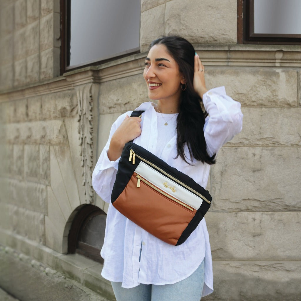 Pre-Order Ritzy Pack™ Fanny Pack & Crossbody Diaper Bag - Coffee & Cream