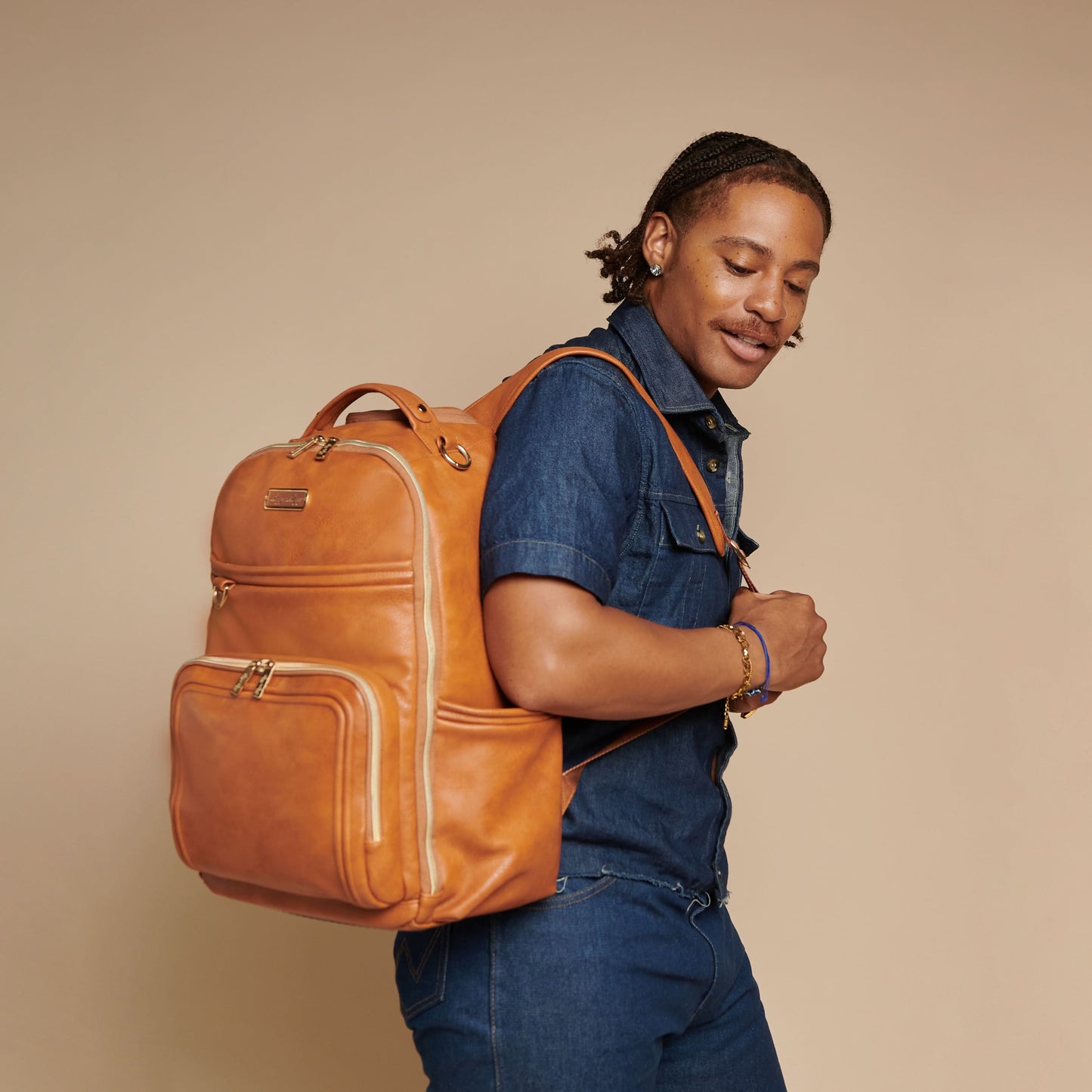 Boss Plus™ Large Diaper Bag Backpack Cognac