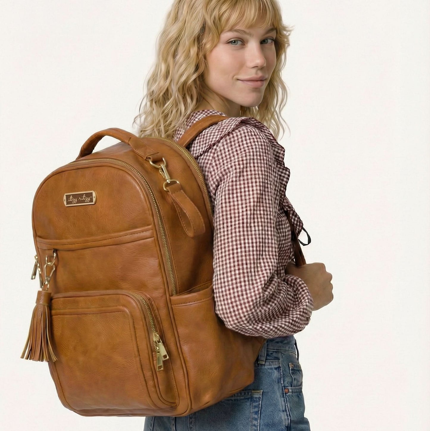 Boss Plus™ Large Diaper Bag Backpack Cognac