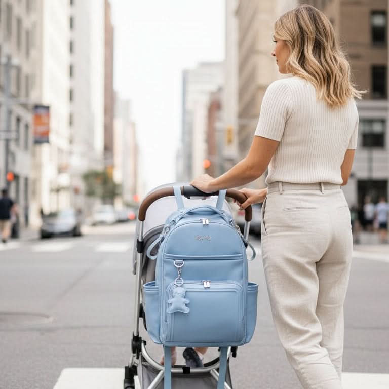 Boss Plus™ Large Diaper Bag Backpack Teddy Blue