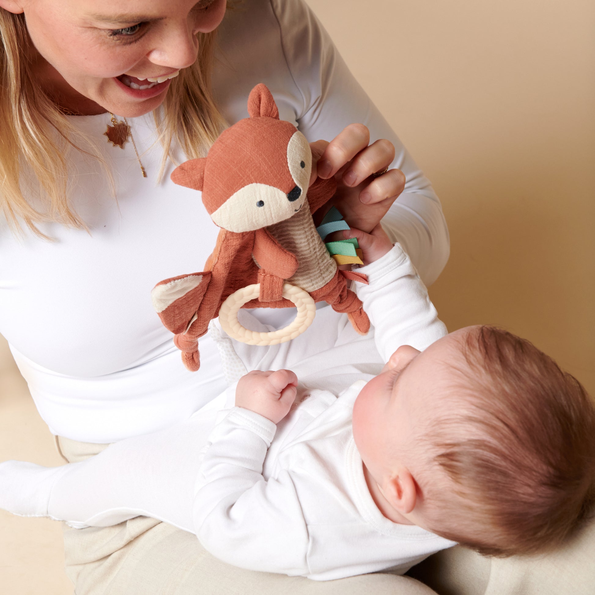 Bitzy Crinkle™ Sensory Crinkle Toy with Teether Toy Itzy Ritzy Fox