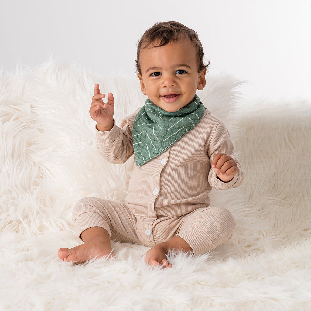 Mom Boss™ & Baby Bib Set Sage