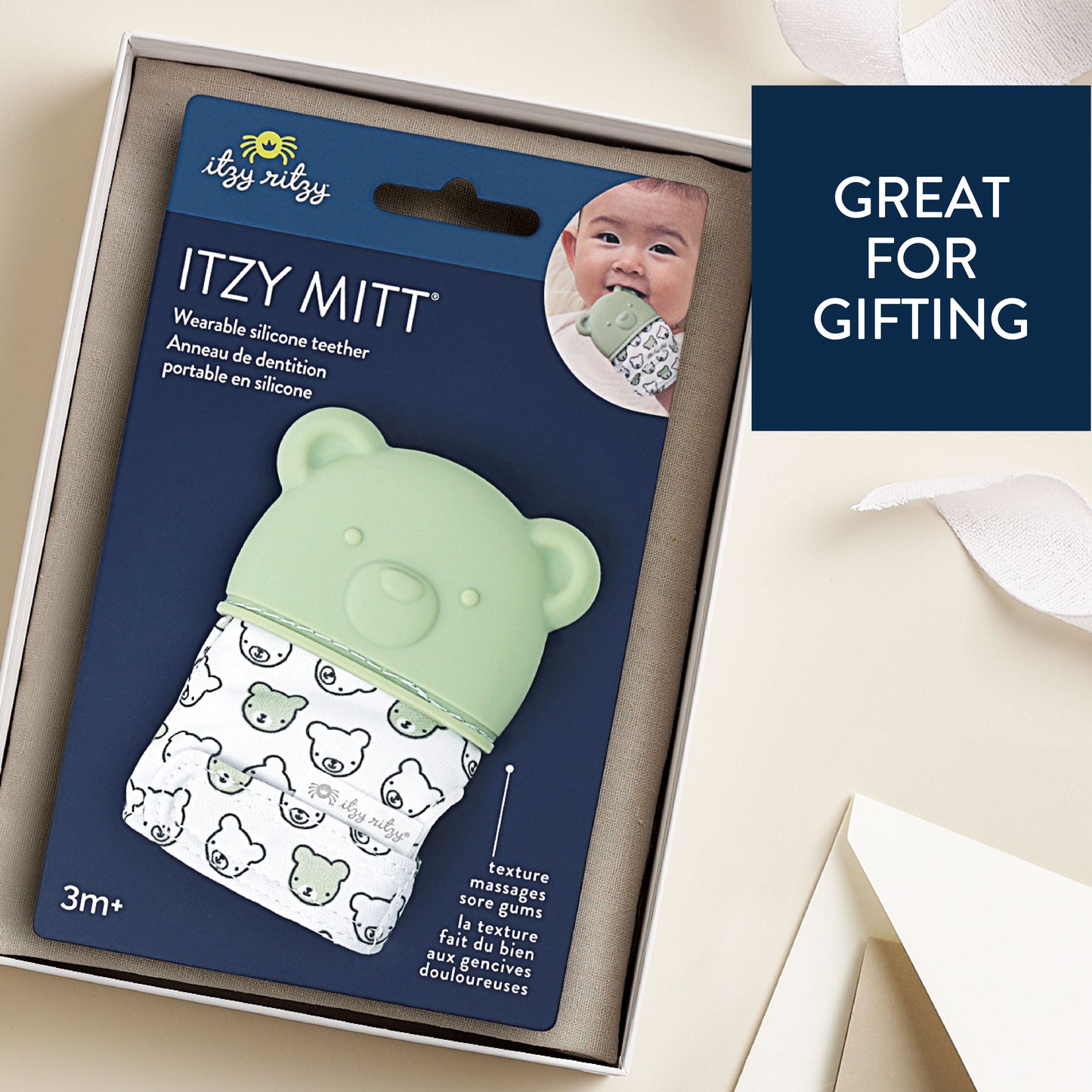 Itzy Mitt® Teething Mittens - Sage Bear
