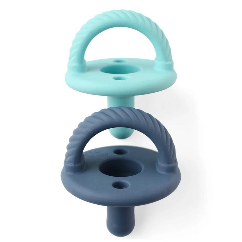 Sweetie Soother Pacifier 2-Pack Itzy Ritzy - Nautical Navy and Robins Egg Cables