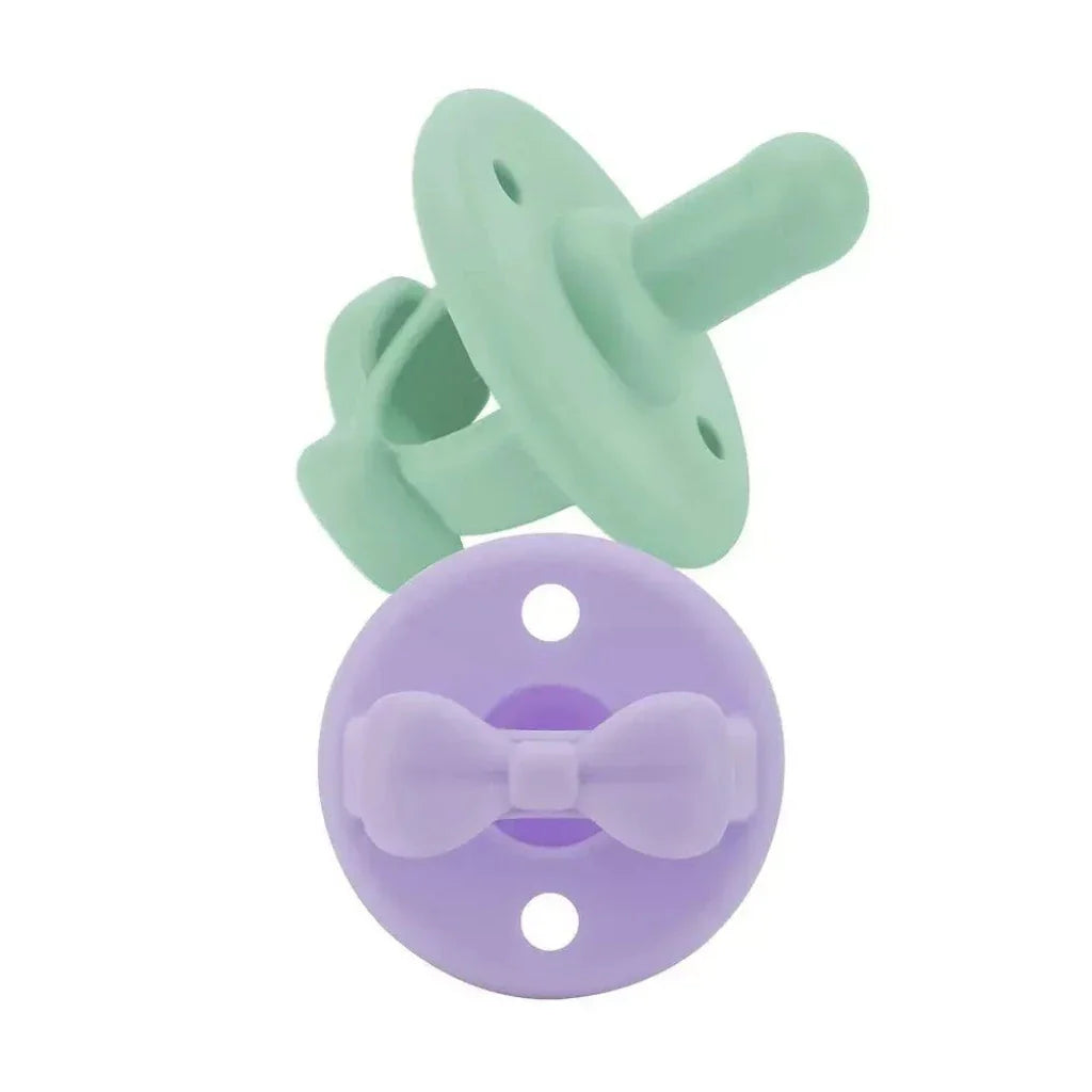 Sweetie Soother™ - Pacifier 2-Pack Pacifiers & Pacifier Accessories Itzy Ritzy Lilac and Mint Bows
