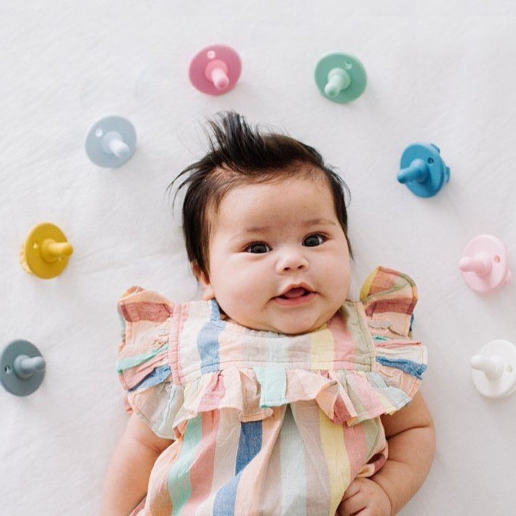 Sweetie Soother Pacifier 2-Pack Itzy Ritzy - Pink Bows Blue Arrows Green and White Cables