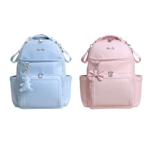 Ribbons & Roses & Teddy Blue Diaper Bag Bundle