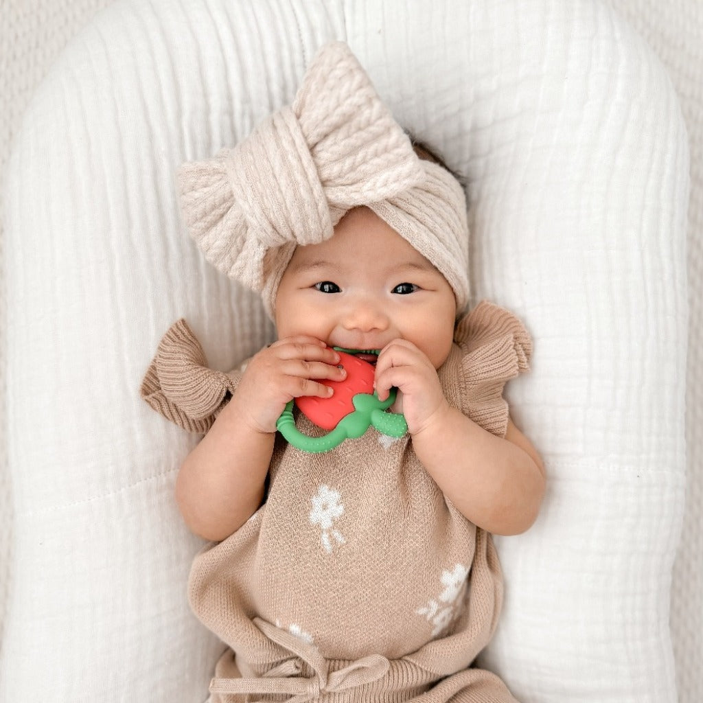 Chew Crew™ Silicone Handle Teether Bonnie the Strawberry