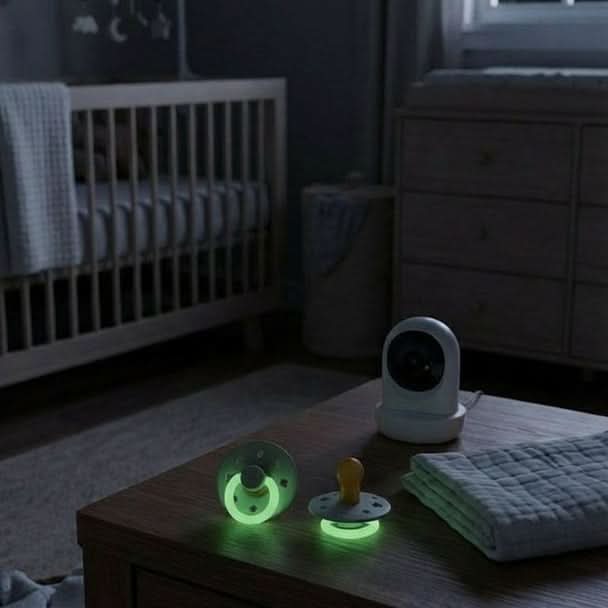 Itzy Soother™ Glow in the Dark Natural Rubber Pacifier - 0-6M Juniper and Steel