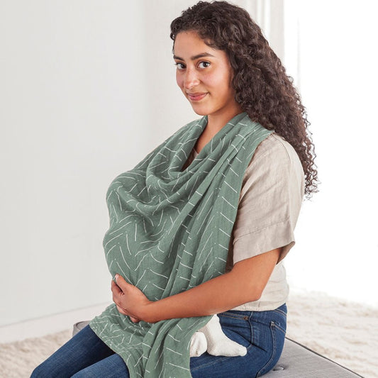 Breastfeeding Boss™ A Multitasking Must-Have for Nursing, Swaddling & More Nursing Cover Itzy Ritzy Sage Mudcloth