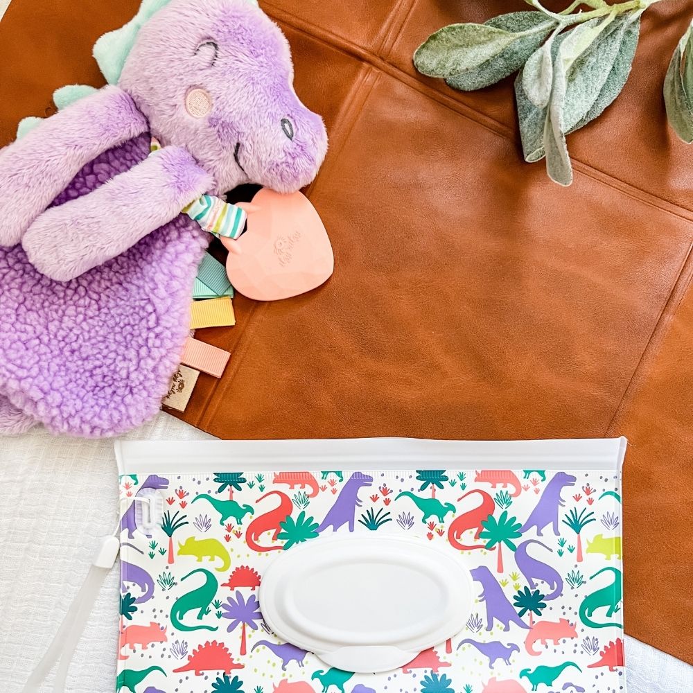 Take & Travel Pouch™ Reusable Wipes Case Diaper Bag Accessories Itzy Ritzy® Darling Dinos