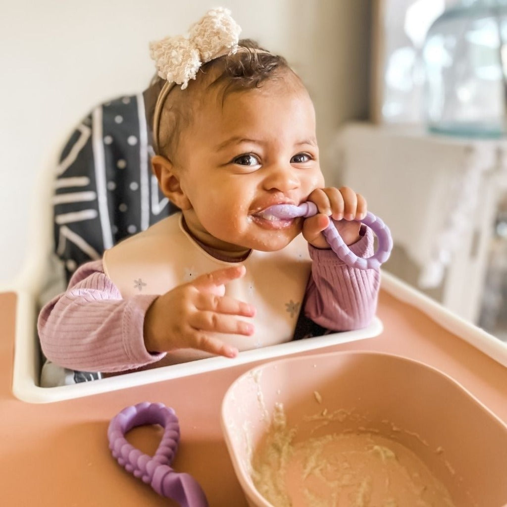 Sweetie Spoons™ - Silicone Baby Fork + Spoon Set Feeding Itzy Ritzy® Amethyst & Purple Diamond 